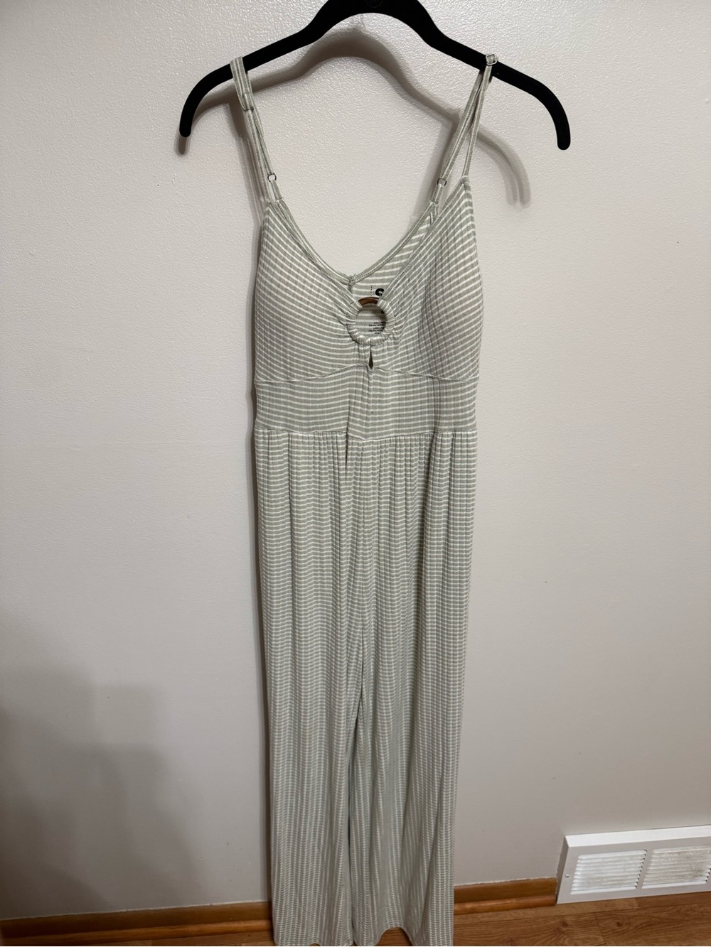 Striped Sage Green Women's Jumpsuit Romper - Sleeveless
